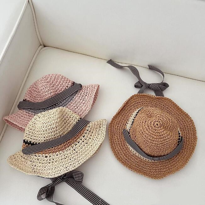 「2024」子供用★帽子★麦わら帽子★キッズ★リボン★ハット★3色