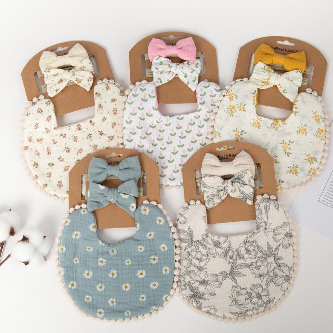 よだれかけ+ヘアバンド★子供用★涎掛け★ベビー向け★赤ちゃん用★可愛い★9色