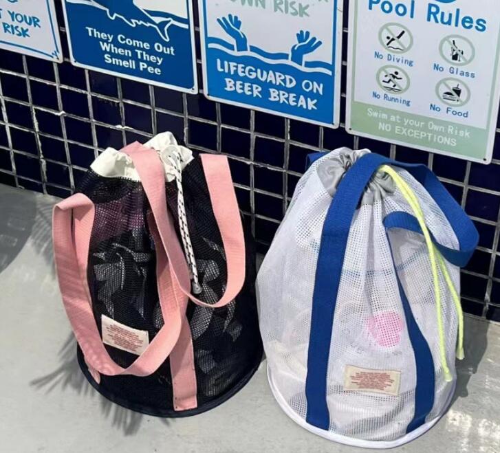 軽便バッグ★水泳通気ネット収納袋　ピクニックハンドバッグ★4色