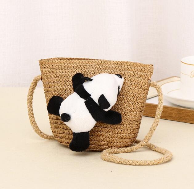 バッグ★ショルダーバッグ★草編みバッグ★子供用★ミニバッグ★ポシェット★パンダ★5色