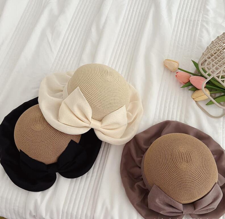 「2024」子供用★帽子★麦わら帽子★キッズ女の子★蝶結び★可愛い★3色
