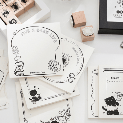 カフェ風 素材紙メモ紙 ノートペーパー  猫キャット 日常生活 40枚入