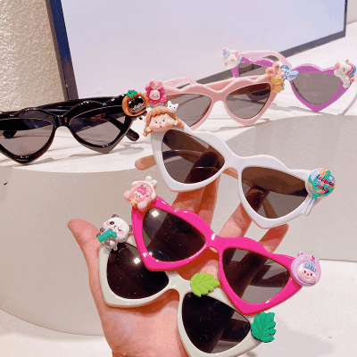 Y2K 春夏 キッズ UVカット 子供用フレーム メガネ 紫外線防止 サングラス 日焼け止め 猫兎パンダ 全6色