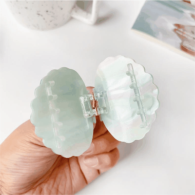 2024春夏 ガール ヘアクリップ バンスクリップ 海洋系 貝殻シェル パール ラインストーン 髪飾り 5CM