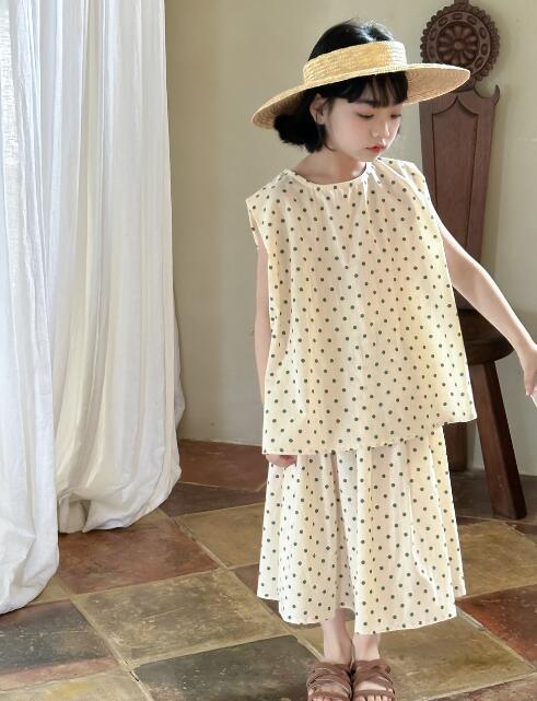 「2024」子供服★水着★トップス+ズボン★セットアップ★韓国風★ドット★90-130CM