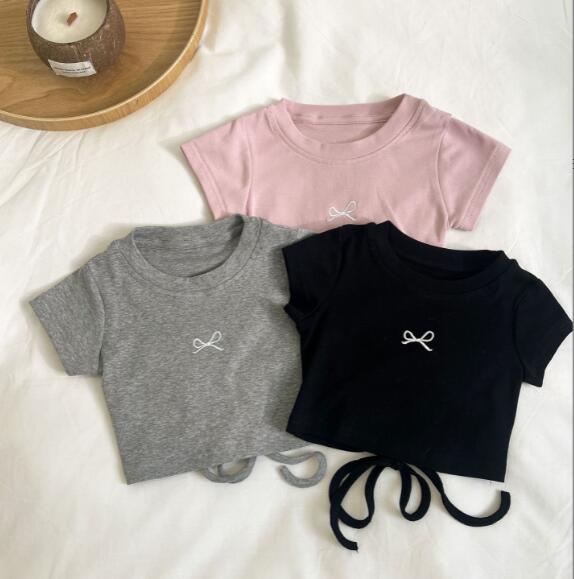 「2024」子供服★トップス★Tシャツ★蝶結び★韓国風子供服★3色★90-140CM