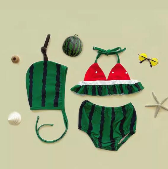 「2024」子供服★水着★トップス+パンツ+帽子★セットアップ★韓国風子供服★ベビー★66-90CM