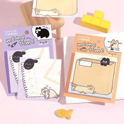 カフェ風 貼り付けメモ紙 ポストイット 伝言メモ ノートペーパー メモポスト 猫キャット 60枚入