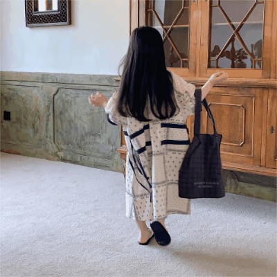 エスニック親子服 韓国風子供服 ガール ペイズリー ドット柄 シフトドレス ワンピース ワンピ 90-150