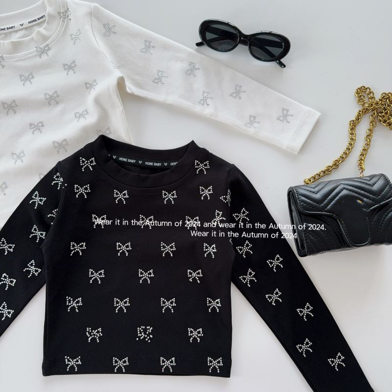 「2024」子供服★トップス★Tシャツ★蝶結び★韓国風子供服★2色90cm〜150cm