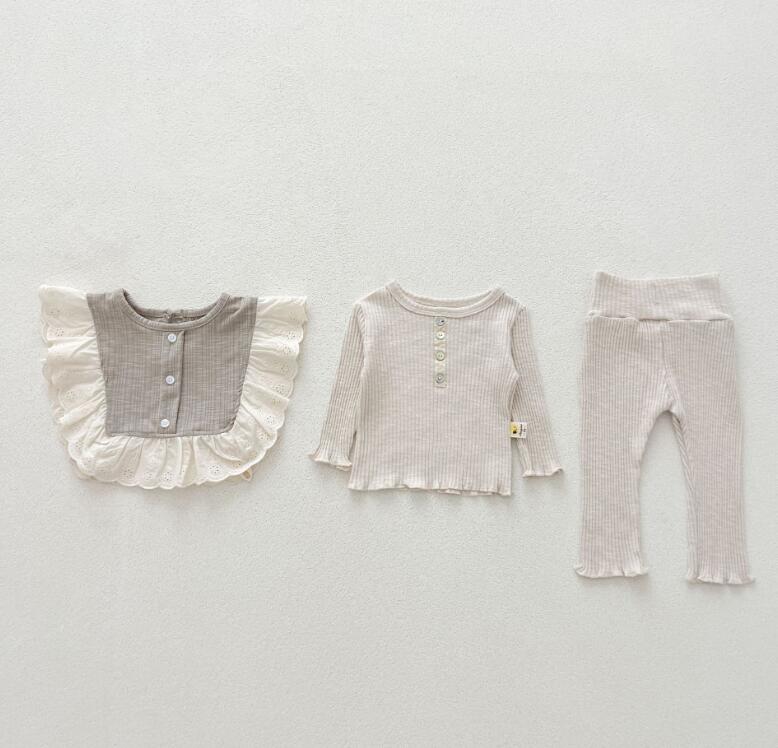 2024新品★子供服　トップス+ズボン+襟　セット★66cm〜100cm 2色