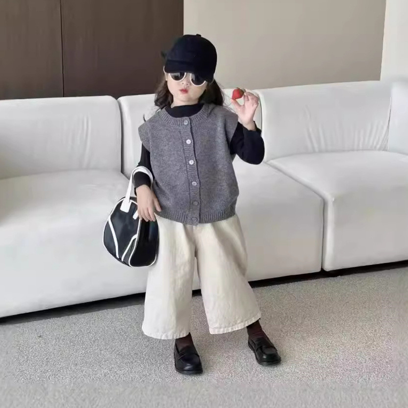「2024」子供服★トップス★ニットベスト★ズボン★韓国風子供服★3色90cm〜140cm
