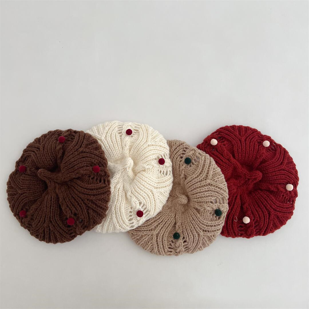 「2024」子供用★帽子★ベレー帽★ニット帽子★キッズ★暖かい★4色