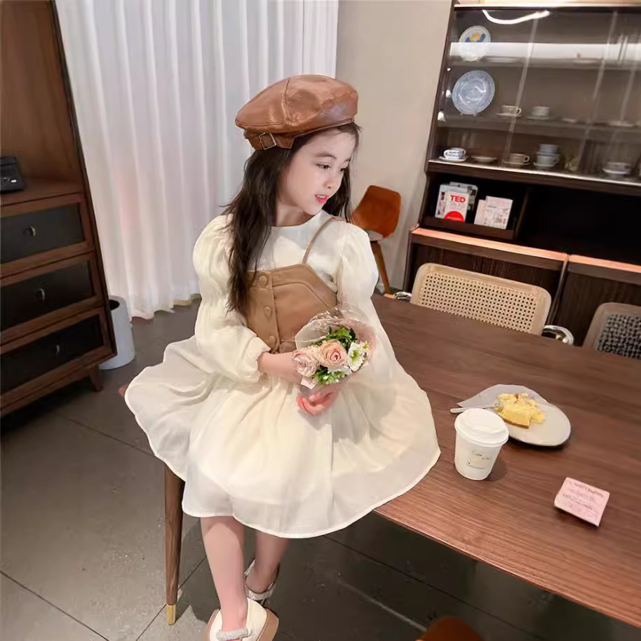 2024★春秋新作★韓国風子供服★ワンピース+チョッキ★100〜150