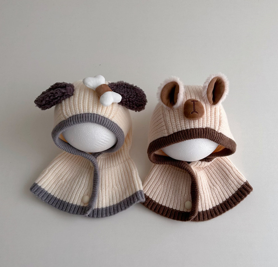 「2024」子供用★帽子★ニット★耳カバー★ネックウォーマー★キッズ★防寒★7色