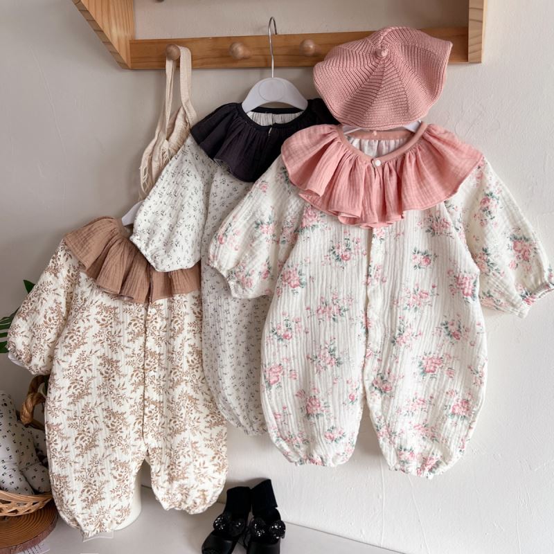「2025」子供服★ロンパース★花柄★連体服★ベビー★韓国風子供服★3色66cm〜90cm