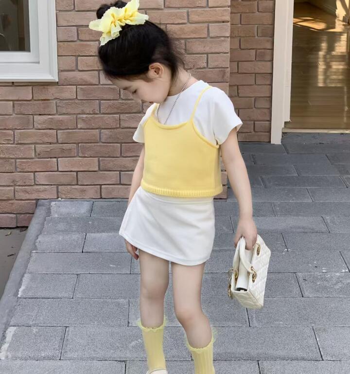 2025新作★子供服　Tトップス&吊りベスト&スカート分けて★90cm〜140cm