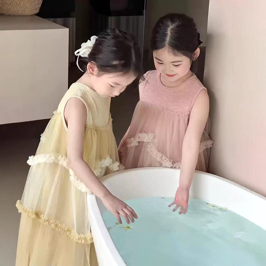 「2025」子供服★ワンピース★ドレス★袖なし★韓国風子供服★2色90cm〜150cm