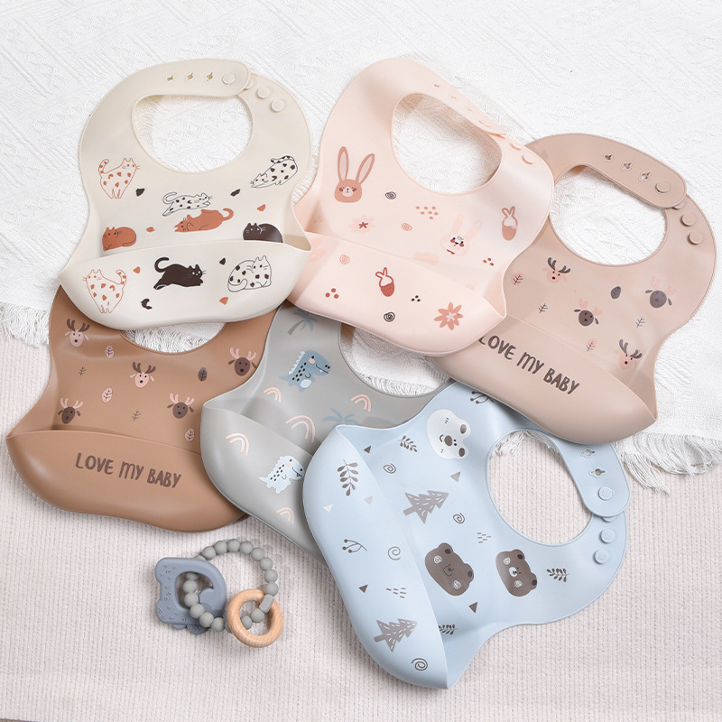新登場★ベビーシリコン涎掛け★食事用★6色