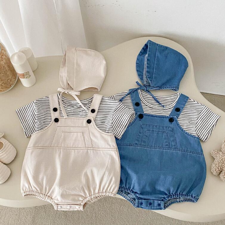 「2025」子供服★トップス★ロンパース+帽子★韓国風子供服★3色66cm〜100cm