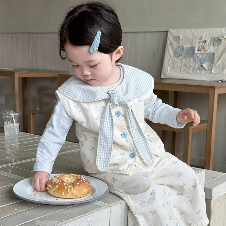 「2025」子供服★長袖シャツ★チョッキ+ズボン★韓国風子供服★2色80cm〜130cm