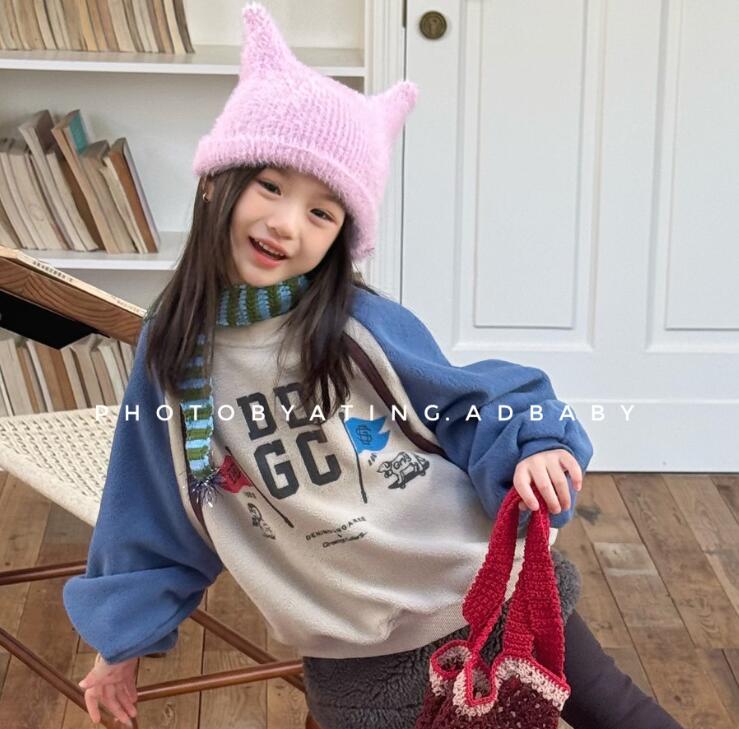 2025冬新品SJ★子供服　トレーナー　裏起毛★80cm〜130cm 2色