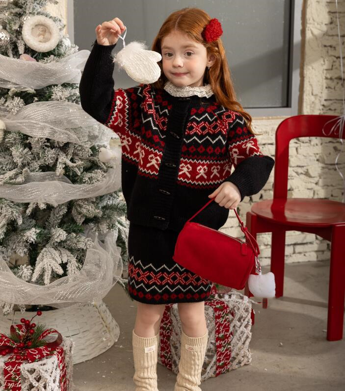 2025冬新品TT★子供服　カーディガン+スカート　セットアップ★90cm〜150cm