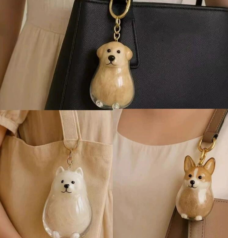 ★可愛いキーホルダー　装飾品★透明収納ボックス付き犬毛収集キーホルダー