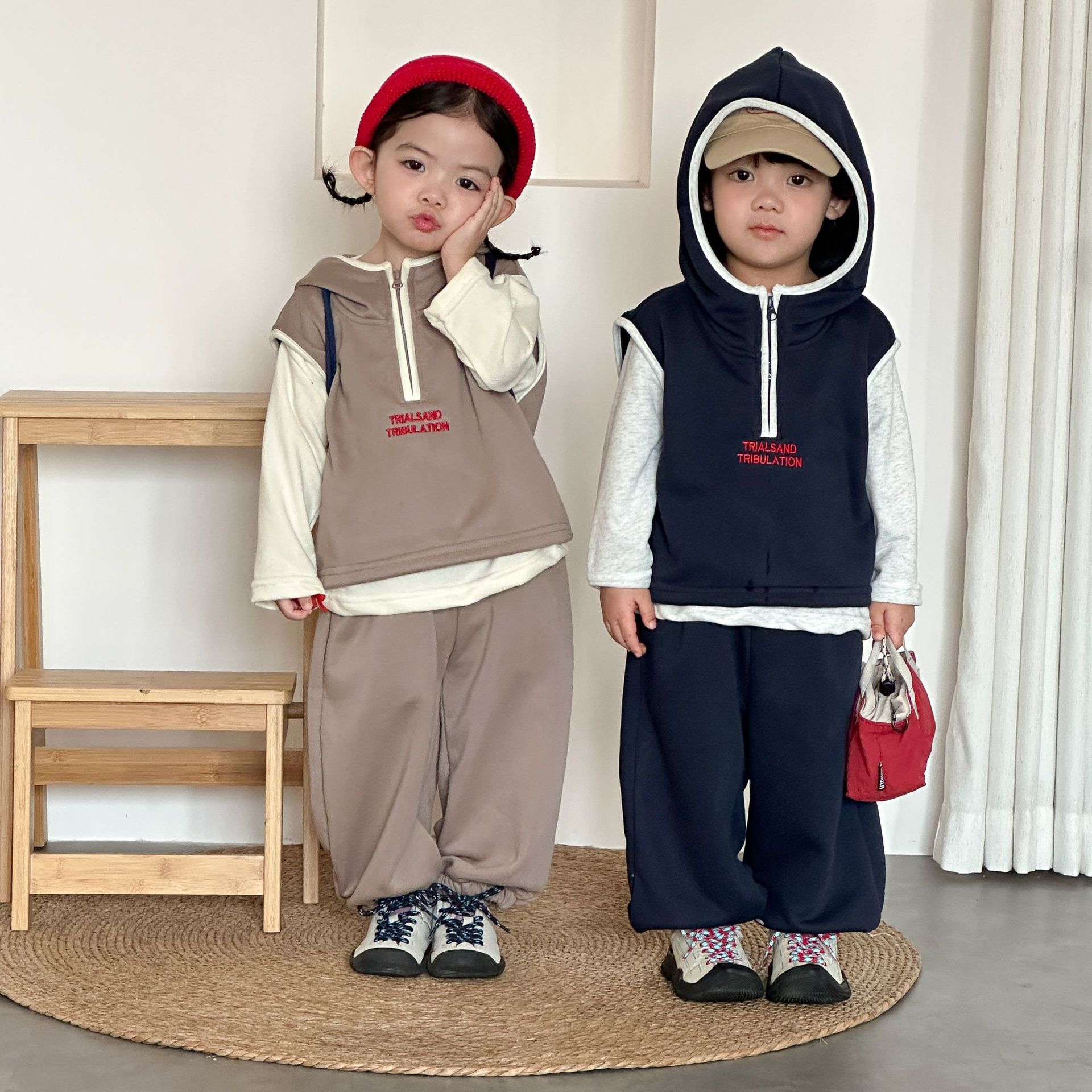 2026新作QMM★子供服 　トップス+ベスト+ズボン　セット★80〜150cm 2色