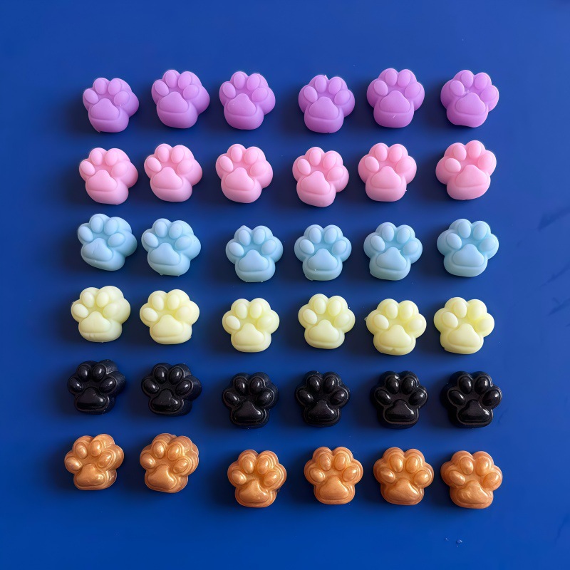 【猫の肉球型】ミニ スクイーズ ストレス解消グッズ / ぷにぷに むにむに プチプ デコレーションパーツ