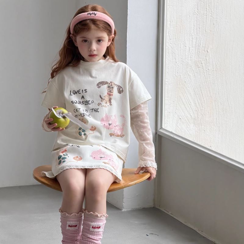 2026新品otaly/6037★子供服　トップス&レースインナー&スカート★90cm〜150cm