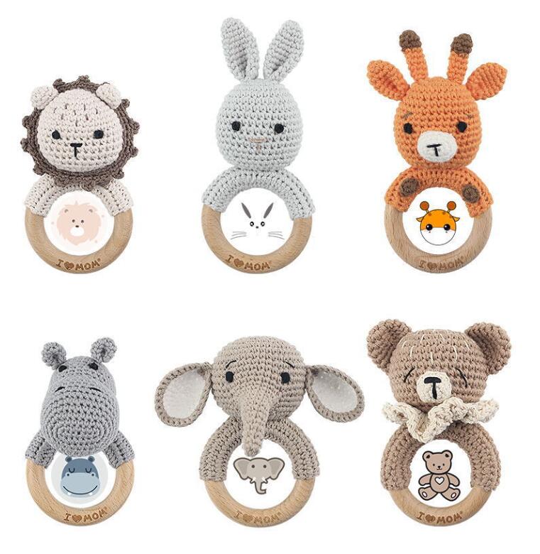 子供用品★ベビー玩具・ホビー★手編み ベビーかぎ針編み アニマルラトル★