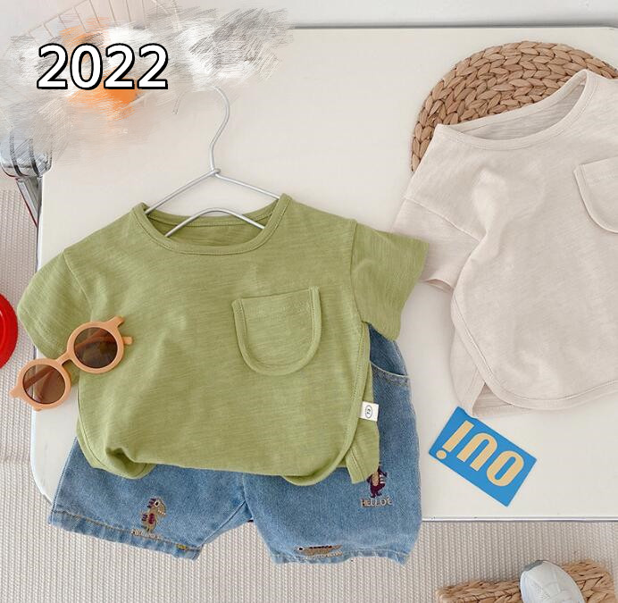 2022新作★子供服★Tシャツ★トップス★韓国子供服★男女兼用★半袖★無地★2色★73-110CM