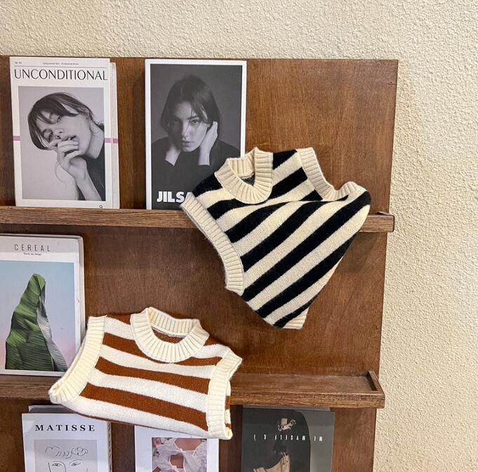 2023新作★子供服★トップス★ベスト★ストライプ★男女兼用★韓国風子供服★2色★90-130CM