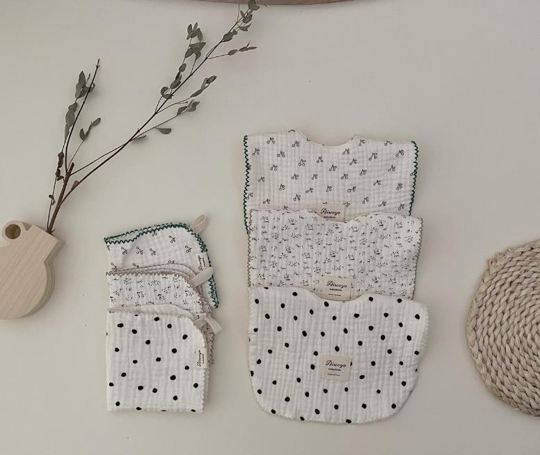 涎掛け★ベビー赤ちゃん食事用エプロン★食事用ビブ★よだれかけ　6層★3色