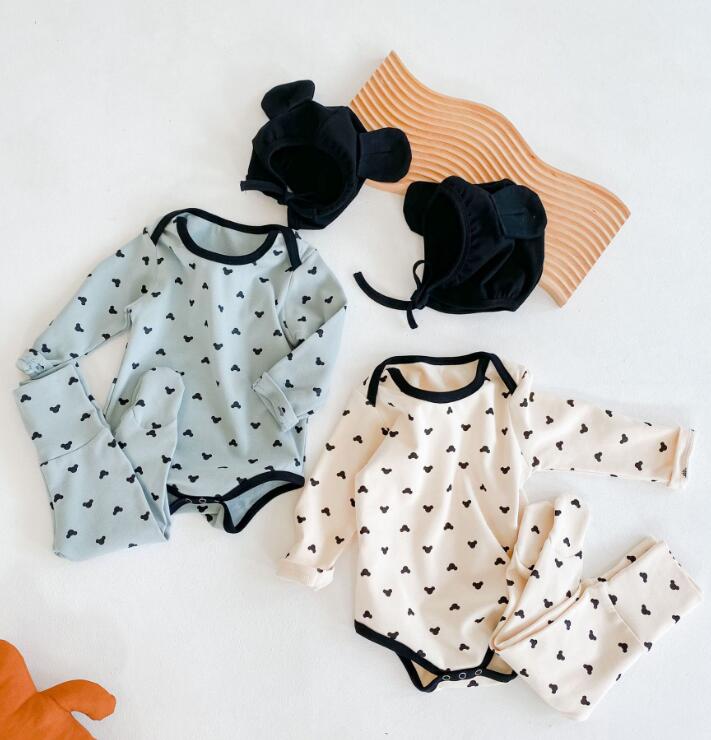 2023年新品★ベビー服　ロンパース+ズボン+帽子★66-100cm★2色