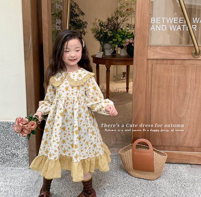 子供服★ワンピース★長袖★花柄★韓国風子供服★キッズ女の子★90-140CM