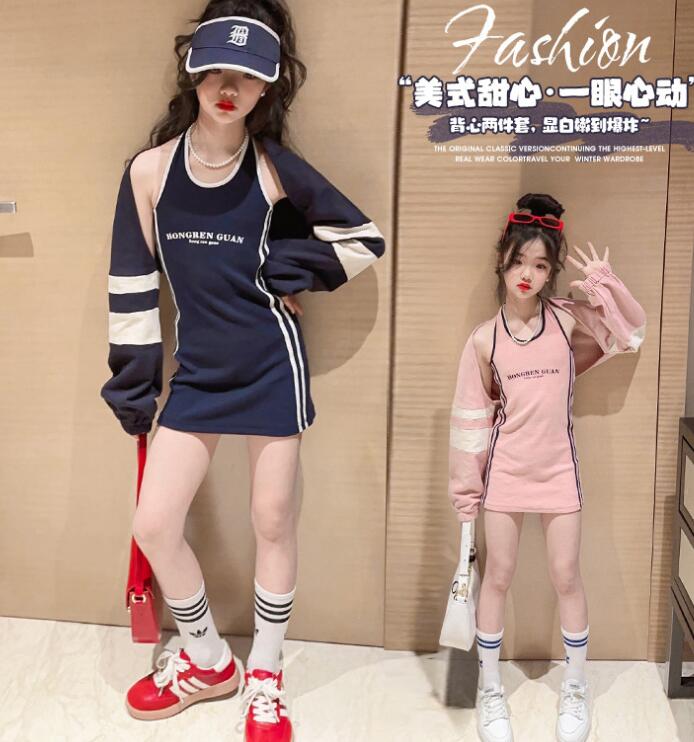 2023新品★子供服　ブラウス+ワンピース　セットアップ★110-170cm★2色