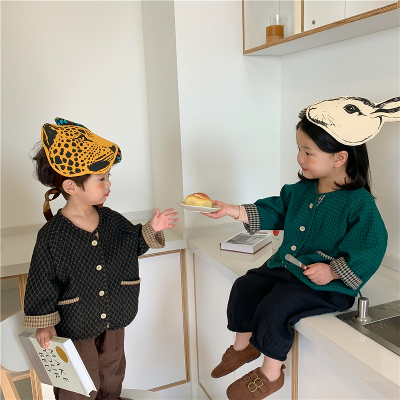 お勧め 春夏新作 子供服 森系男女 ジャケット ブルゾン チェック柄上着 ブラウス トップス 80-130