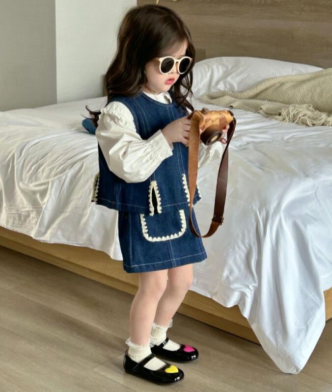 2023年★子供服　トップス&デニムベスト+スカート★90-140cm★