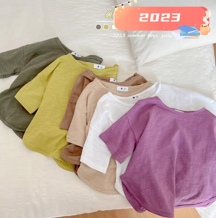 子供服★Tシャツ★トップス★韓国風子供服★キッズ★男女兼用★無地★6色★90-140CM