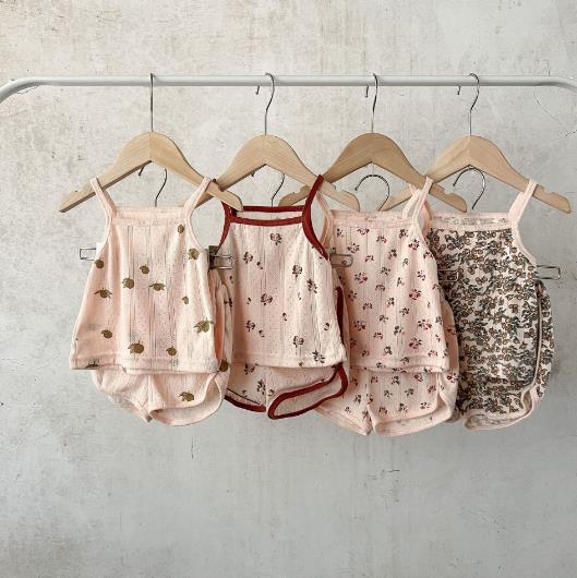 2023夏新品★子供服　キャミソール+ショートパンツ　セットアップ　66-100cm★2色