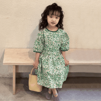 お勧め 春夏新作 韓国風 子供服 3-8歳女の子 半袖ワンピース フリル ワンピ 花柄 オシャレ夏 レトロ 80-150