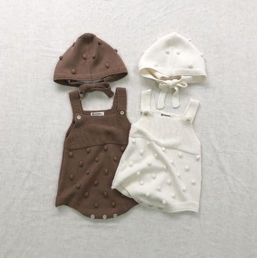 2023春新品★子供服　ニットロンパース&帽子　分けて販売　66-90cm★2色