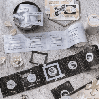 カフェ風 文具 シール貼紙 封口貼 マスキングテープ 手帳素材 幾何学枠 切手天体観測 イラスト 60mm*2m