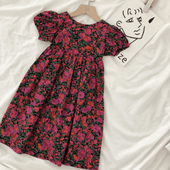 お勧め 春夏新作 韓国風子供服 3-8歳キッズ シフトドレス 花柄 ワンピース レトロ 半袖ワンピ 90-140