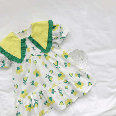 お勧め 夏 3-8歳キッズ シフトドレス 花柄 フリル ワンピース ズフローラル ハーフスリープワンピ 90-140