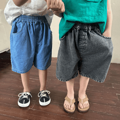サマー カジュアル キッズ デニムハーフパンツ クロップドパンツ ジーンズ ジーンズ ユニセックス 80-150