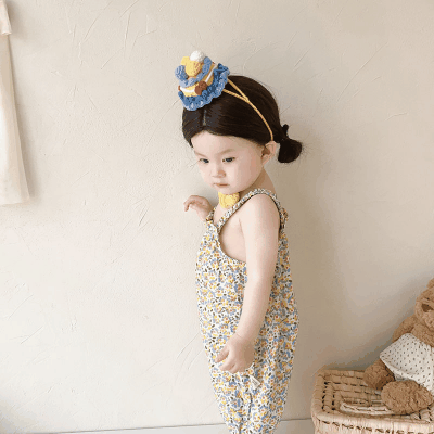 夏新作 ガールズ 花柄 パンツ ボタニカル サロペット サスペンダー ノースリープ 連体ズボン 66-90