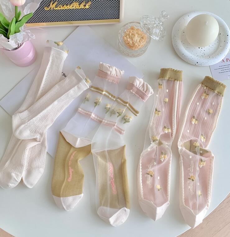 靴下★レデイース★ソックス★大人用★女性用靴下★花柄★通気性★可愛い★3色